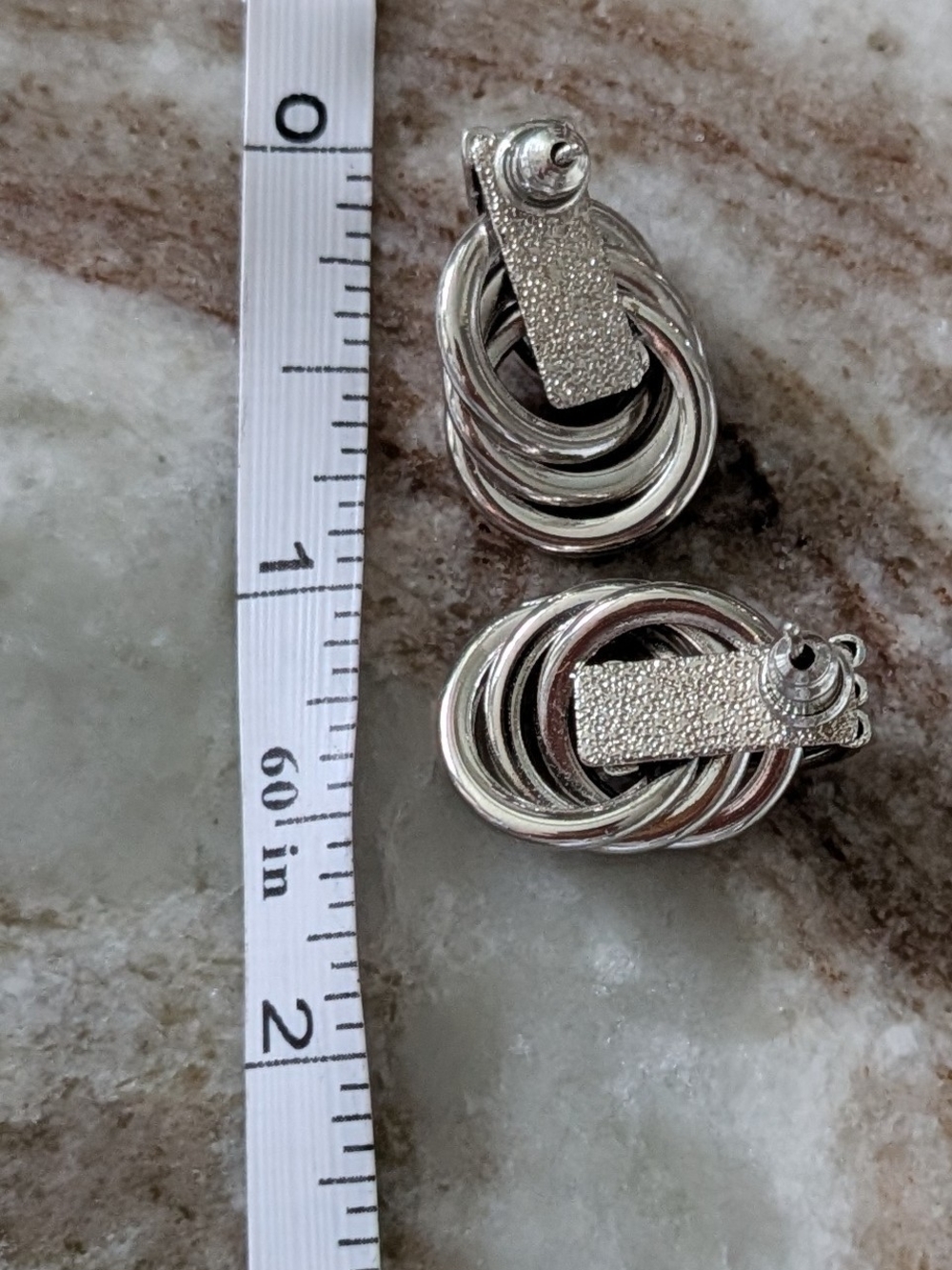 Silver Multi-Ring Knot Drop Earrings - Women Jewelry - Picture 8 of 8